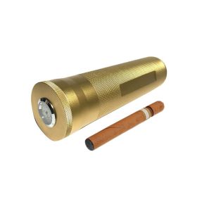 Portable Metal Humidor Cigar Tube Humidifier Storage Bin Humidity Display (Color: Gold, Type: Cigaret Box)